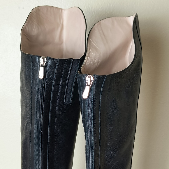 Vero Cuoio Italy Black Leather Knee-High Boots Women's Size US 10M/ Italy 41 - Picture 6 of 12